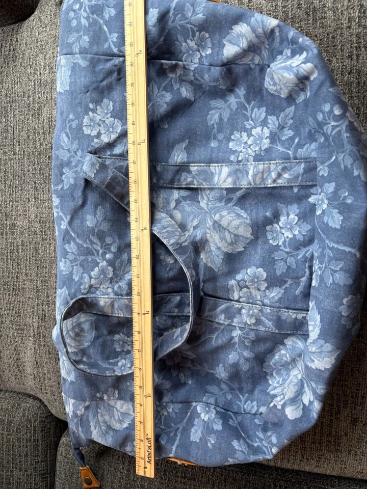 Laura Ashley Blue Floral Canvas Tote Bag With Double Handles & Front Pocket - Image 3 of 4