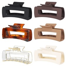 4 Inch Big Hair Claw Clips 6 Pcs Large Claw for Thick Hair Square Hair Clips ...