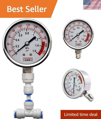 #ad Reverse Osmosis Pressure Gauge 0 1.6MPa 0 220psi with Quick Connect Fitting $24.79