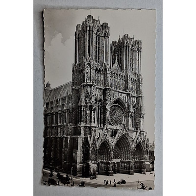 Reims France Cathedral of Notre-Dame B&W Vintage RPPC Postcard UNP