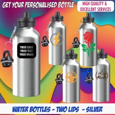 Personalised Custom Name Logo Two Lids Premium Water Bottle Kids School Gift