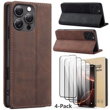 For iPhone 16 Plus Pro Pro Max 16e Magnetic Case Kickstand Cover /Tempered Glass