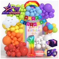 Geburtstagsdeko 1 Jahr Luftballons Regenbogen Girlande Happy Birthday Banner