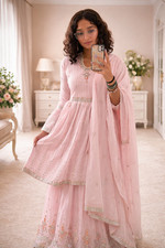 Elegant Pink Embroidered Anarkali Suit   Indian Ethnic Wear full stitched