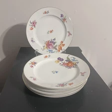 5 KPM Krister Dinner Plate 9 3/4" Various Floral Gold Germany Vintage 1930's