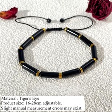 Minimalist Natural Stone Cylinder Bead Bracelet Adjustable Braided Cord Jewelry