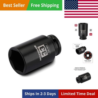 MIXPOWER 1/2'' Drive Deep Impact Socket, CR-MO, 33 Mm, METRIC, 6 Point, Axle Nut