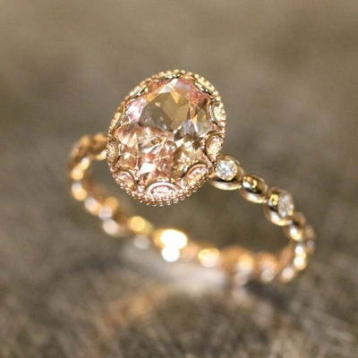 #ad 1.5ct Natural Morganite amp; Diamond Accent Floral Ring 100% 14k SOLID Yellow Gold $302.39