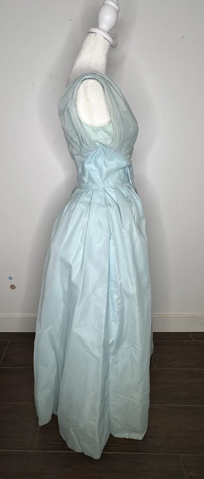 Vintage 1950s Lorrie Deb Blue Taffeta Evening Gown Prom Dress Full Skirt  - Image 4 of 4