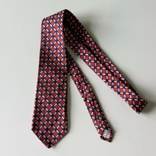 Turnbull & Asser Men's Red White Blue Geo Print 100% Silk Classic Neck Tie