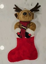Vintage Reindeer Plush Stocking Christmas 3D