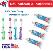 Dental Crest Sparkle Kids Toothpaste with Child Toothbrush Soft Bristle Dinosaur