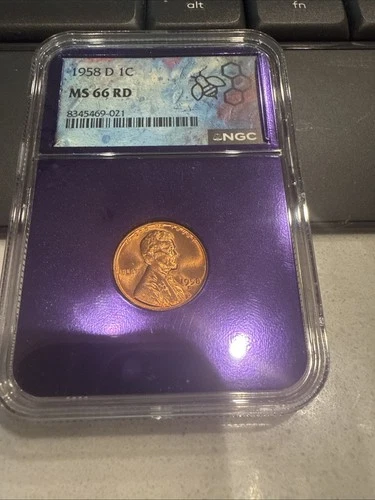 Trader Bea 1958 D 1C MS 66 RD - Purple Core - Lincoln Cent - NGC Graded Penny