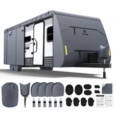 RV & Trailer Cover for 28'7"-31'6" Camper, 600D Oxford Waterproof w/ Tire Covers