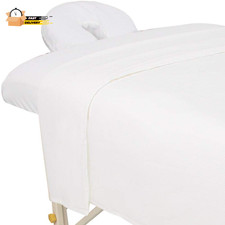 Forpro Premium Flannel 3-Piece Massage Sheet Set, White, for Massage Tables, In