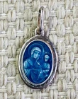 Vintage 950 Sterling Silver Blue Enamel Theotokos Pendant–Icon Virgin Mary