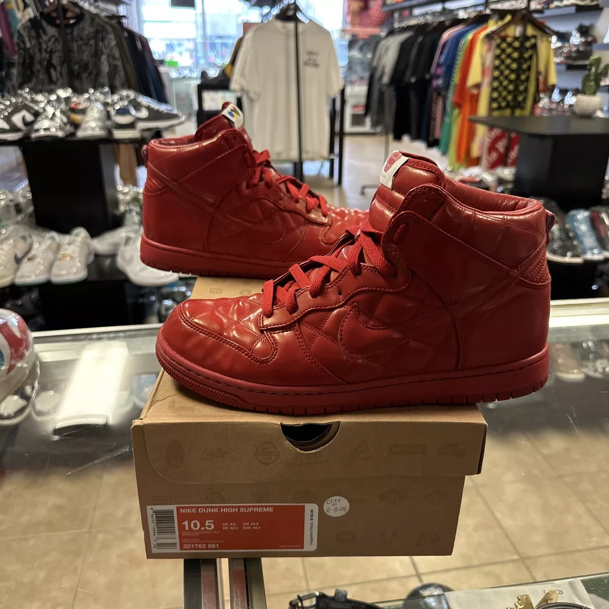 2008 NIKE SB DUNK HIGH SUPREME OLYMPIC QUILTED TRUE RED OCTOBER 321762 661 10.5