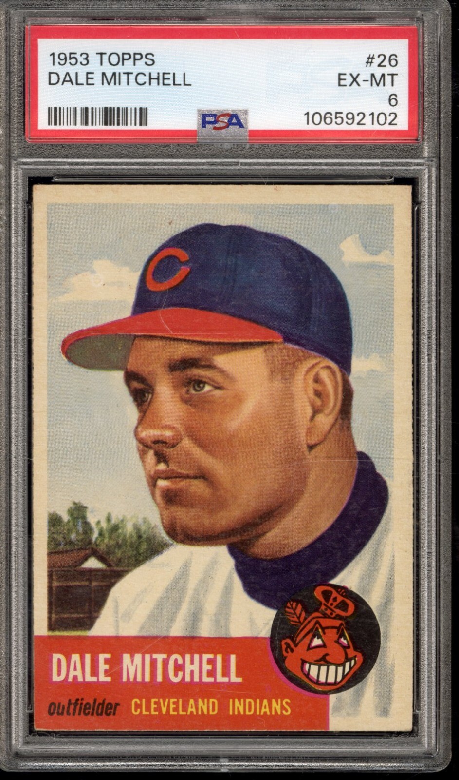 1953 Topps #26 Dale Mitchell PSA EX-MT 6  Cleveland INDIANS - CENTERED - VSCARDS