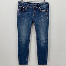 Miss Me Women's JE515252R Skinny Jeans Distressed Pockets Medium Blue Size 29