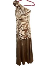 Jessica McClintock Gunne Sax W- 3 Vtg Gold Gown Mermaid Dress One Shoulder