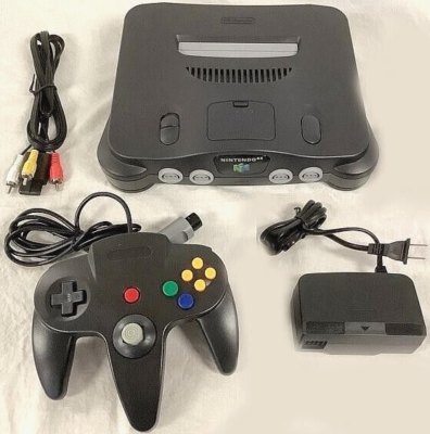 NINTENDO 64 - Nintendo64 ブラック一式 Nintendo 64 N64 Complete Gaming System BLACK w/ 1 Controller Game