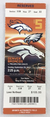 NFL 2013 09/29 Philadelphia Eagles at Denver Broncos Ticket-QBs:Vick  Manning