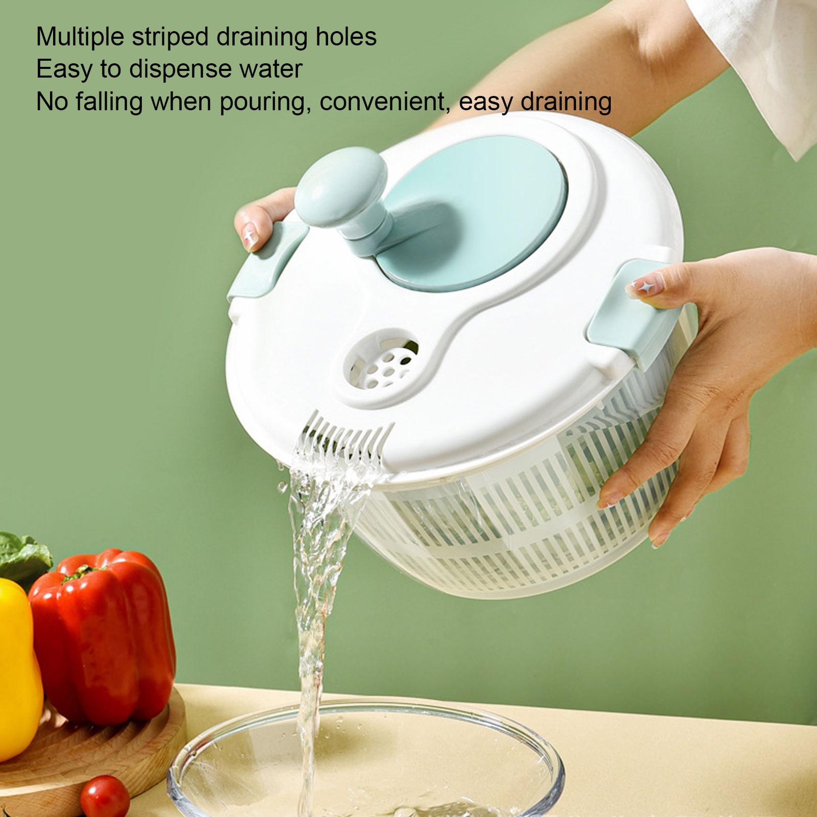 Salad Spinner PP 5L Multifunctional Lettuce Spinner Vegetable Dryer Fruit Was US-image