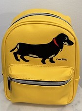 Marc Tetro Yellow Dachshund Dog Mini Backpack Purse With Adjustable Straps
