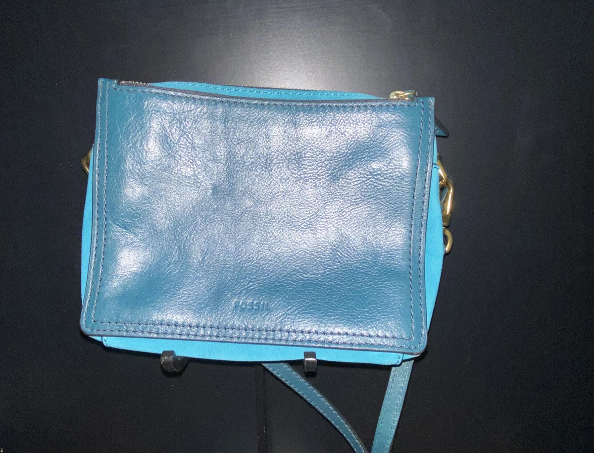 FOSSIL Campbell Crossbody Shoulder Bag Handbag Crossbody Purse. Green Teal Used