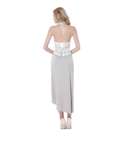 Feelingirl Womens High Wasited Skirt White Lace Crop Top Halter 2 Piece - Picture 2 of 3