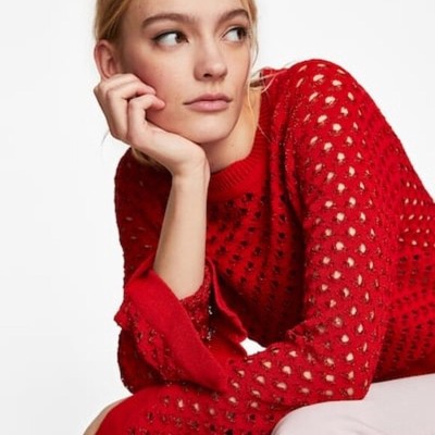 zara red sweater