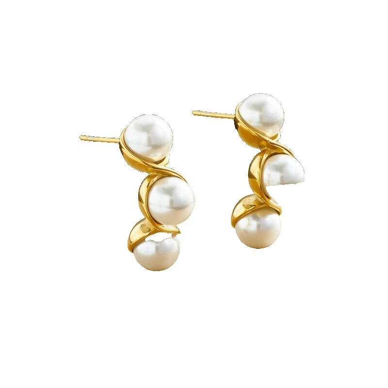 Stud Pendientes de Moda de Acero inoxidable Perla Natural