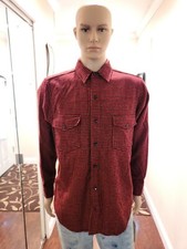 Woolrich Buffalo Plaid Wool Button Up Shirt Size Large Made In USA