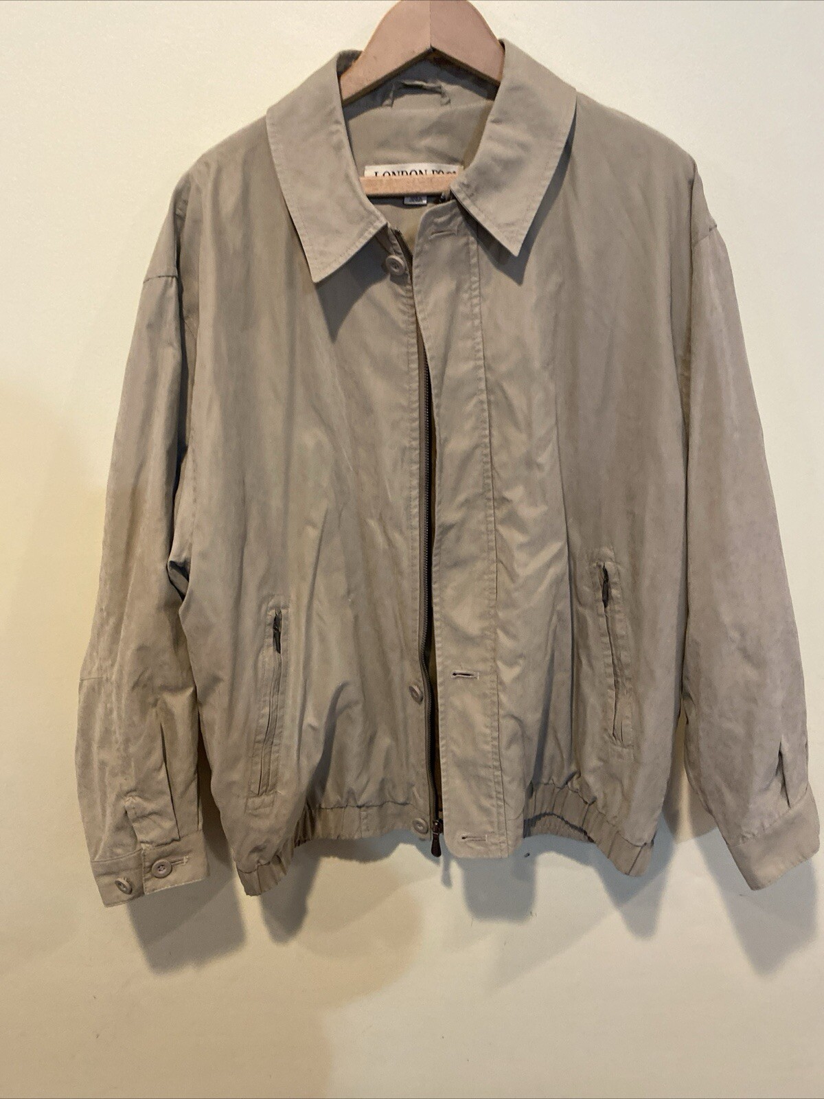 Vintage London Fog Khaki Tan Bomber Jacket for Men Size Large