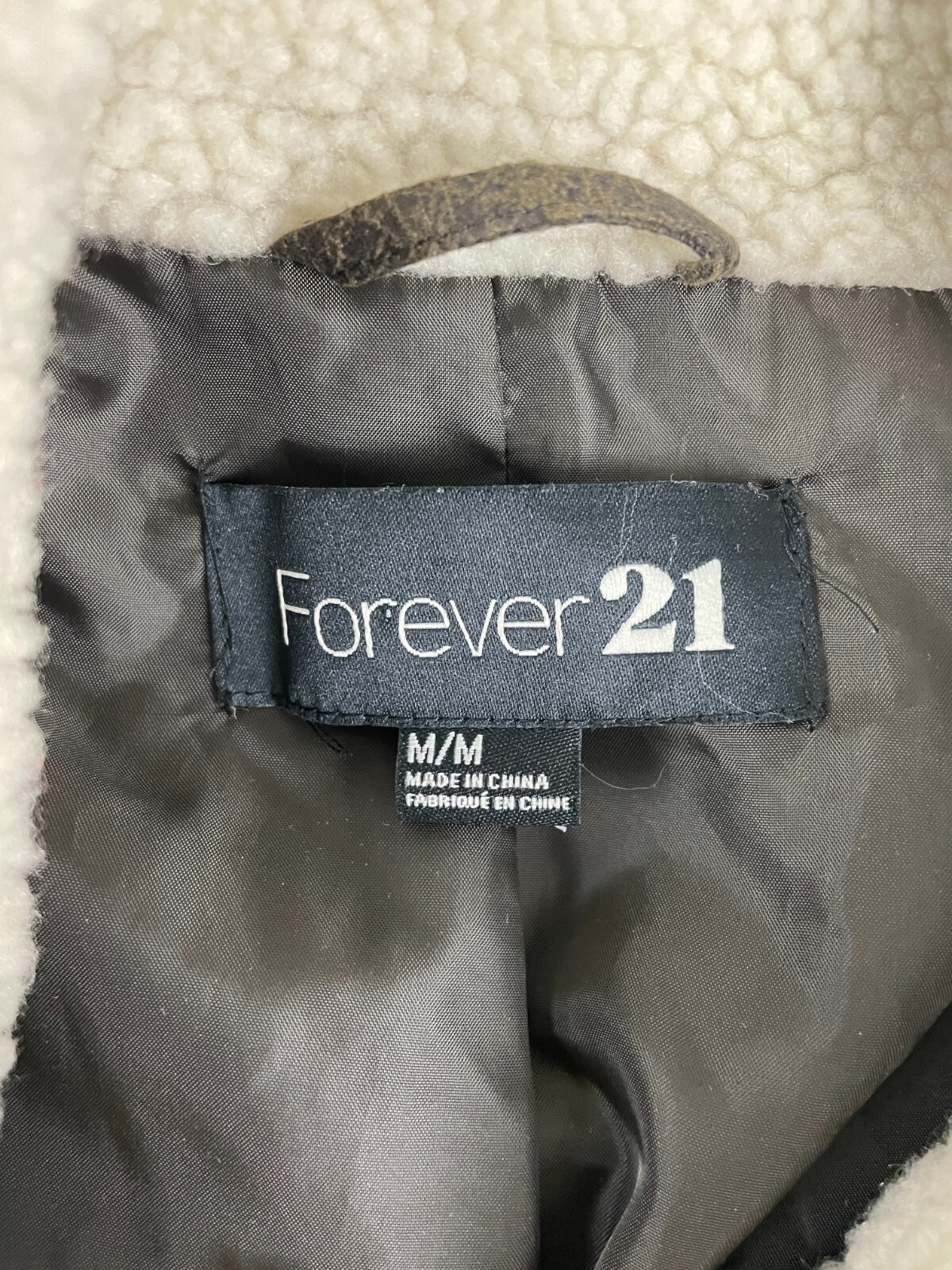 Forever 21 Basic Jacket Womens Medium Lined Sherp… - image 13