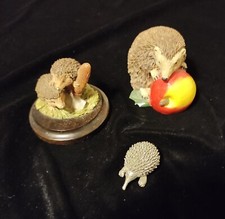 3 X Hedgehog Ornaments - Country Artists , EPL And Small Silver Metal