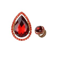 RED TEARDROP STRETCH RING IN GOLD SETTING  22 