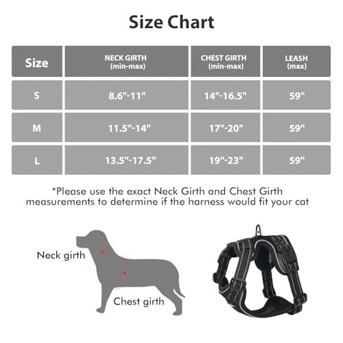Dog Harness, Easy to Put on with 3 Buckles, No Pull Dog Vest, S Black