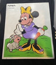 Vintage Playskool Wooden Puzzle Minnie Mouse  Thumper 8 Pieces 190-16 USA
