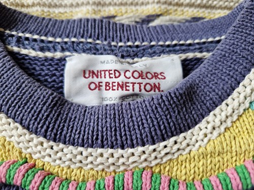 Vintage united colours of benetton Textured Cotton jumper Large Made In Italy - Picture 10 of 10