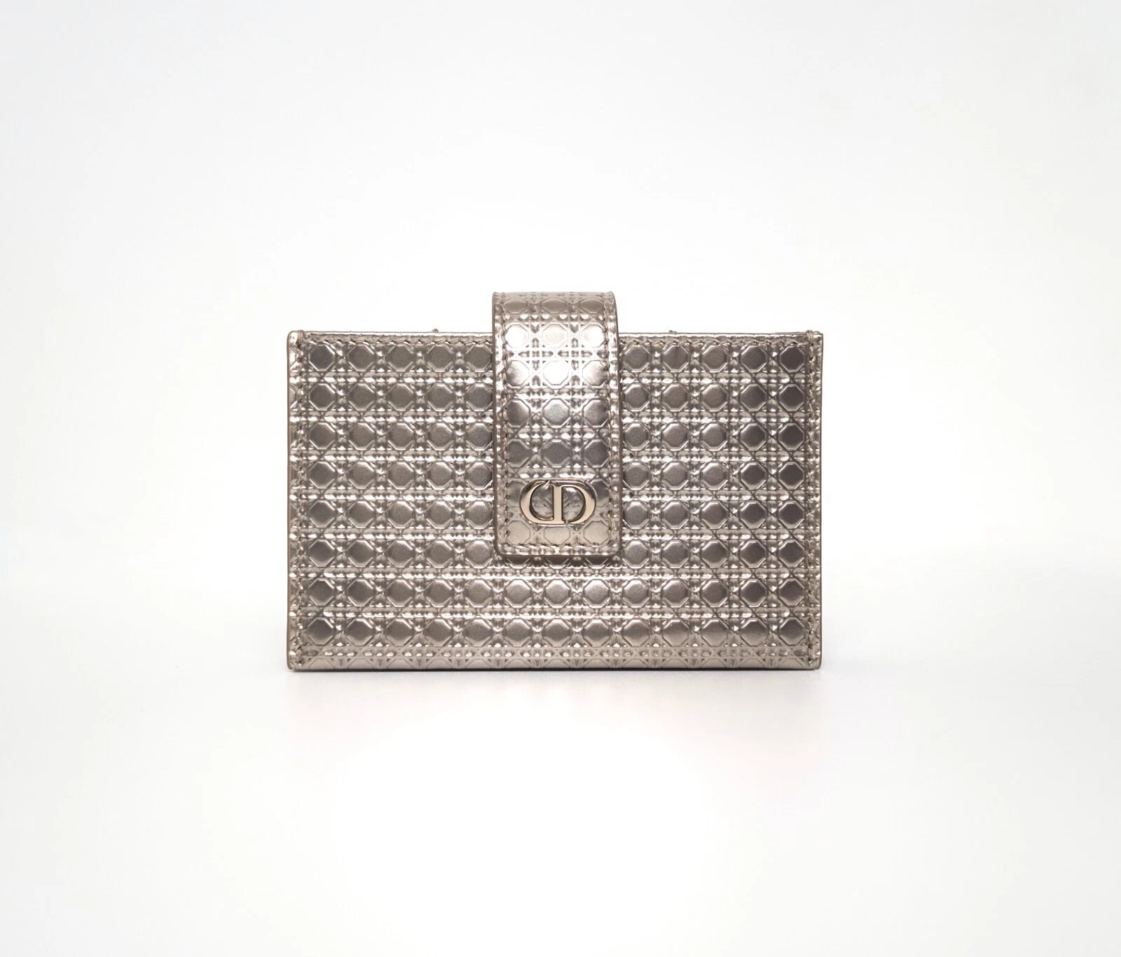 DIOR Montaigne petit portefeuille cuir de veau doré poussière d'étoile métallisé