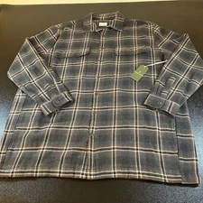 Mutual Weave Flannel Shirt Jacket Plaid Button Up Long Sleeve Gray Mens 2XLT NWT