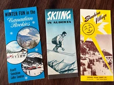 3 Vintage Ski Resort Brochure Flyers Alberta, Canada 1950s-60s?, Clean Beautiful