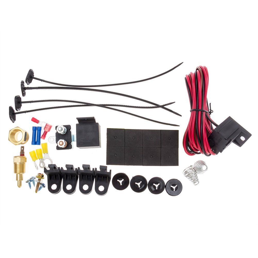 16 Inch Electric Radiator Cooling Fan High CFM Thermostat Relay Switch Kit 12V - 34