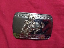 Bucking Bronco Belt Buckle horse silver color