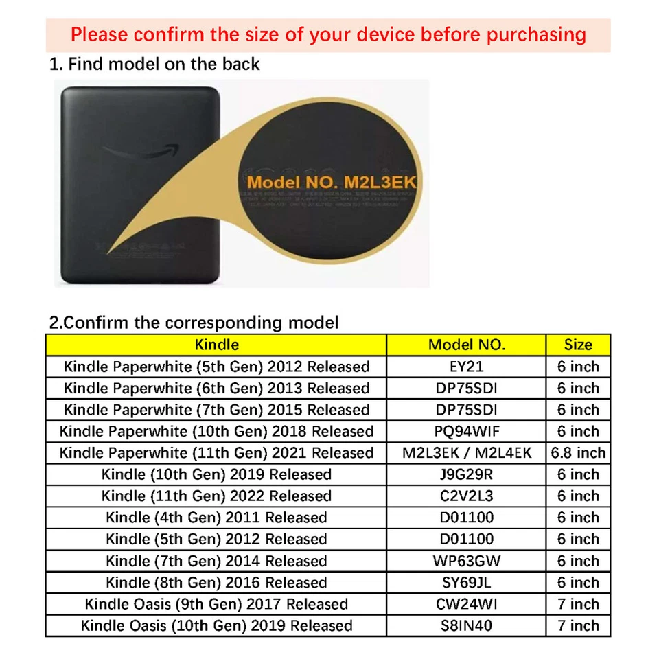 适用于 Kindle Paperwhite 1 2 3 4 5/6/7/10 代翻盖皮革智能外壳 保护套 支架 — 第 2/4 张图片