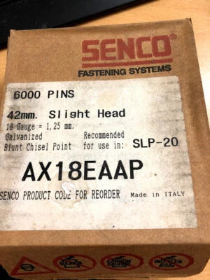 Senco AX18EAAP 18 Gauge Slight Head Pins. Length 42mm. Galvanised