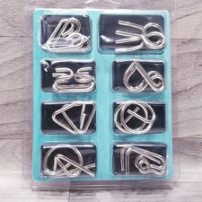 HE] Challenge Metal Puzzles Brain Teasers Set Of 8, Package B