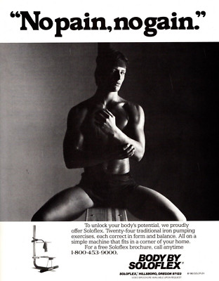 1983 SOLOFLEX FITNESS MACHINE PRINT AD, HOME GYM, SEXY GUY PRINT AD
