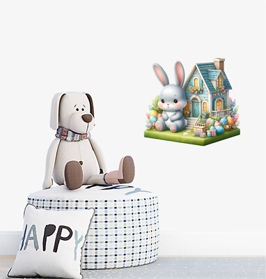 Wandbild Osterhase Hase Blume Ei bunt Van Vinyl Aufkleber Abziehbilder a9982